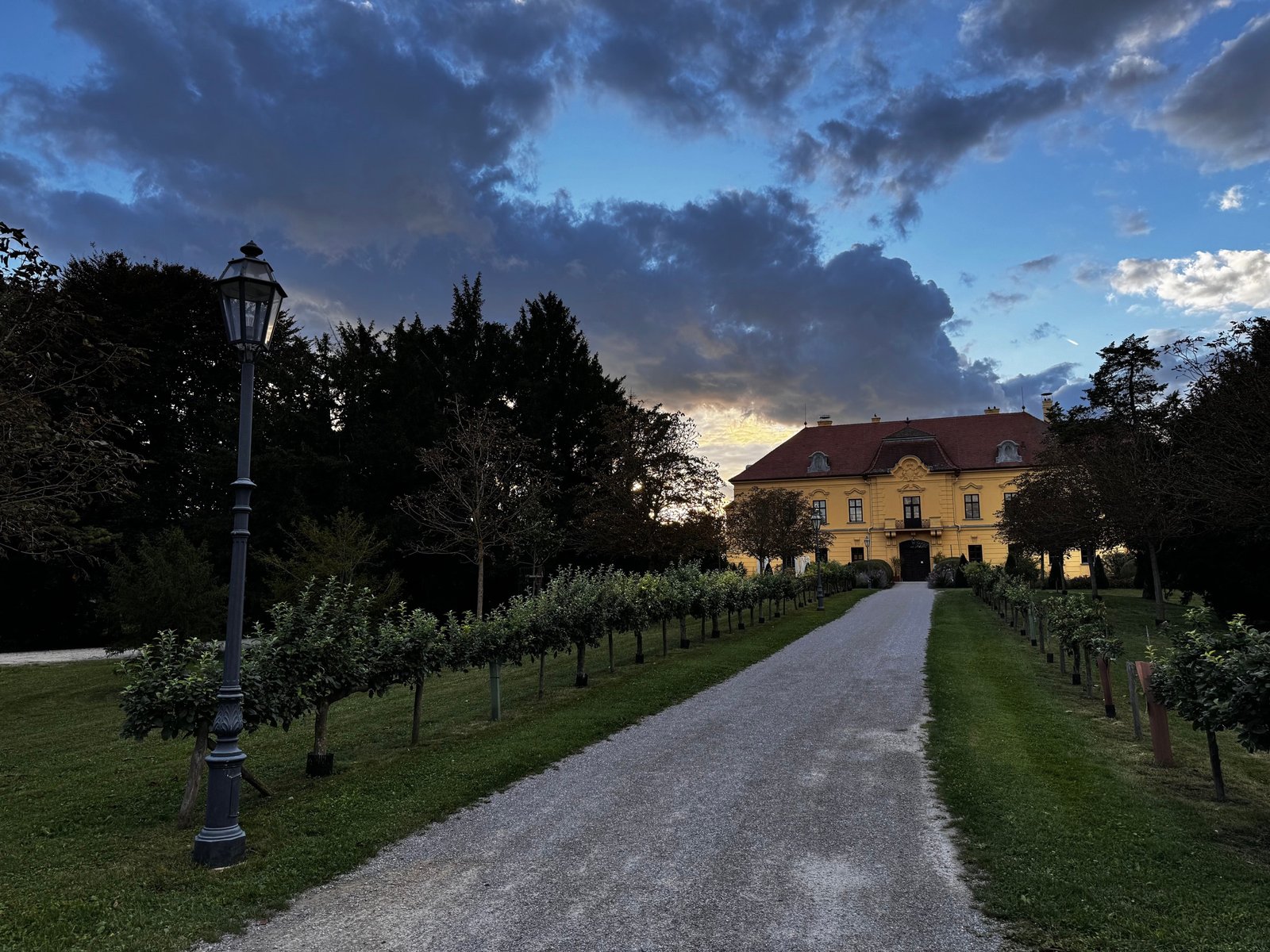 A private country estate at dusk